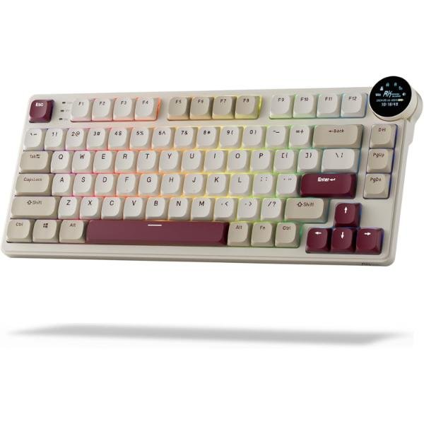 RK ROYAL KLUDGE N80 Low Profile Mechanical Keyboard Rosy Clouds Brown Switch