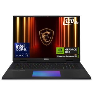 MSI Titan 18 HX AI,Intel Series 2 Core Ultra 9 285HX,46CM UHD+ MiniLED 120Hz Gaming Laptop(96GB/6TB NVMe SSD/Windows 11 Home/GeForce RTX 5090,GDDR7 24GB/Core Black/3.6Kg), A2XWJG-297IN