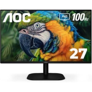 AOC 27B2H2 27” Frameless IPS Monitor, FHD 1920x1080, 100Hz, 101% sRGB, for Home and Office, HDMI x2, Low Blue Mode, VESA Compatible, Black