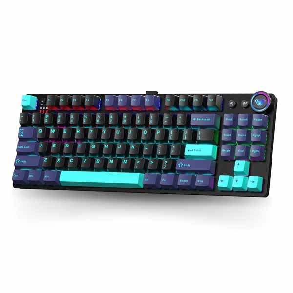 AULA M75 Tri-Mode (2.4G/Bluetooth/Wired) Wired Mechanical Gaming Keyboard (Blue+Black+Green)