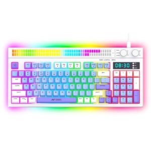 Ant Esports MK1900 RGB Wired Gaming Keyboard with Volume Knob & Alarm Clock (White)