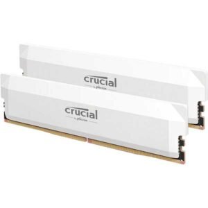 Crucial Pro Overclocking 64GB (32GBx2) DDR5 6000Mhz CL40 UDIMM OC Gaming Memory White (CP2K32G60C40U5W)