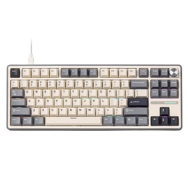 RK ROYAL KLUDGE R87 Pro Wired Mechanical Keyboard with Hot Swappable Knob 75% RGB Backlit Gaming Keyboard - Creamy Switch