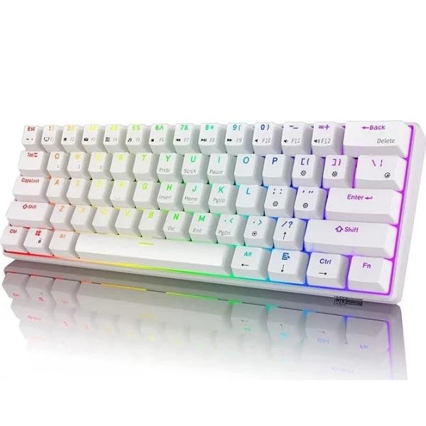 RK ROYAL KLUDGE RK61 Wired 60% Mechanical Gaming Keyboard White Red Switch