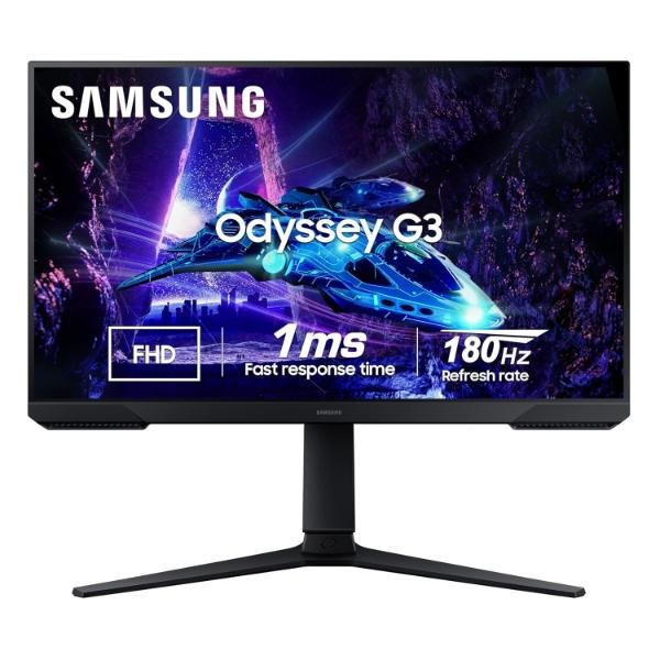 Samsung Odyssey G3 Gaming Monitor 68.5 cm (27"), FHD 1920 X 1080, 180 Hz, 1ms(MPRT), AMD Freesync, DP, HDMI, Height Adjustable Stand, Tilt, Pivot, Bezel-Less, Eye-Saver (LS27DG300EWXXL, Black)