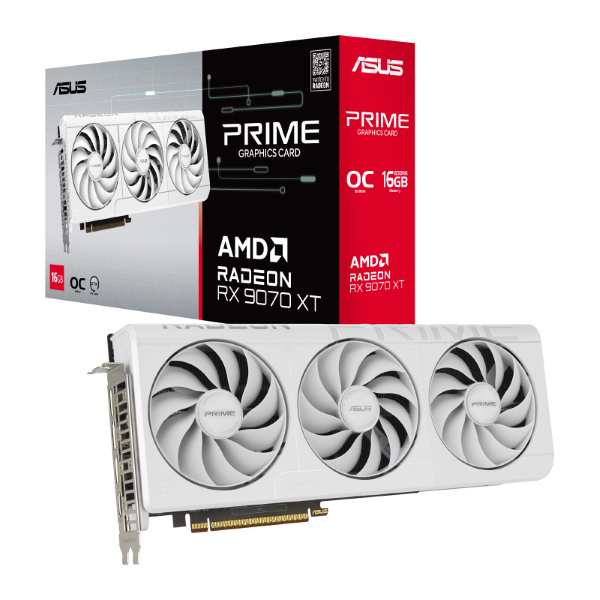 ASUS Prime AMD Radeon RX 9070 XT OC Edition White 16GB GDDR6 Graphics Card